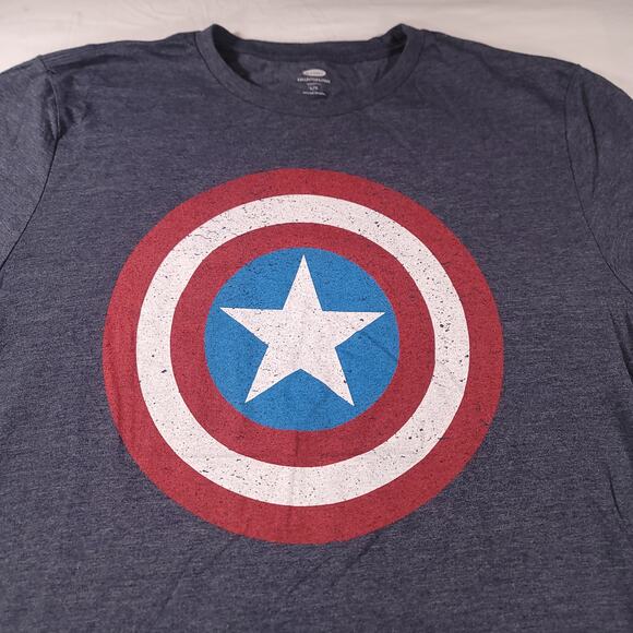 Marvel Captain America Graphic Short Sleeve Casual T Shirt Mens Size L Blue - Picture 1 of 9